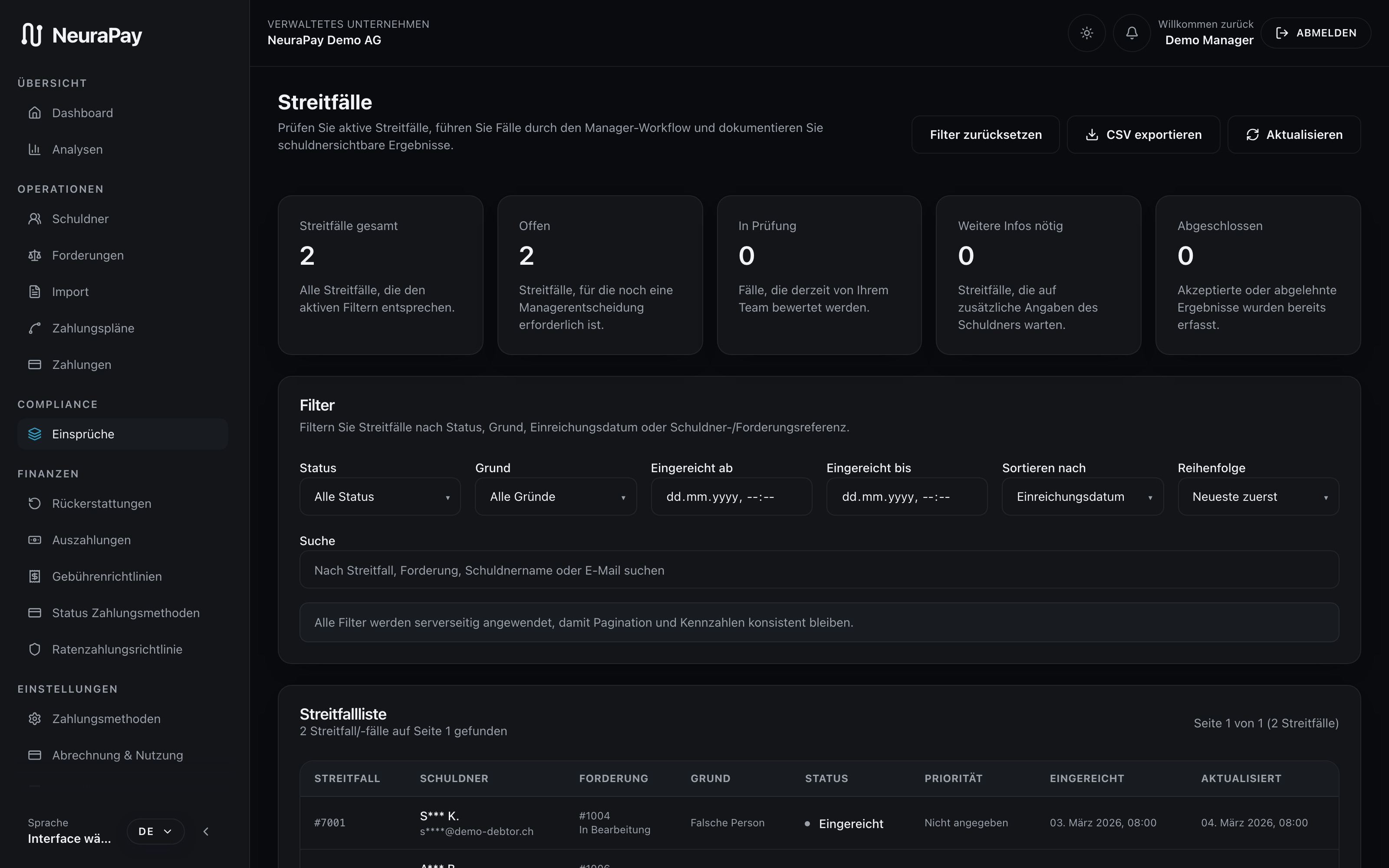 Client Dashboard — Echtzeit-Status-Updates